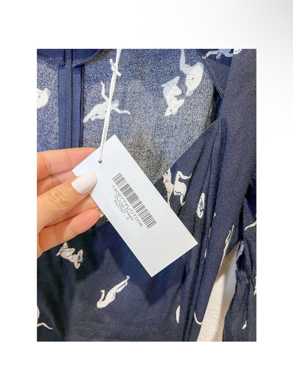 Reformation Navy Floral Puff-Sleeve Midi Dress with Side Slit - Picture 4 of 8